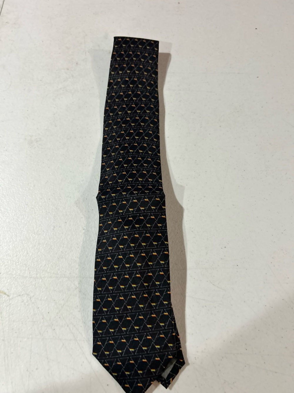 Men's Black Geometric Pattern Tie - Classic Formal Accessory Pink Floyd